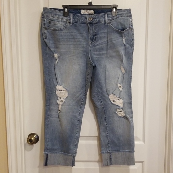 torrid Denim - Torrid Distressed  Lace Detail Boyfriend Jeans